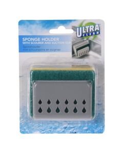 Cleaning sponge with holder, Ultra Clean, polypropylene and sponge, 12x3 cm, gray and yellow, 1 piece