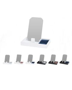 Cosmetic storage box with mirror, wood, plastic and glass, 21x12x3 cm, miscellaneous, 1 piece