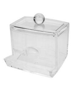 Storage box for cotton ear swabs, Eleganza, polystyrene, 9x9x7 cm, transparent, 1 piece