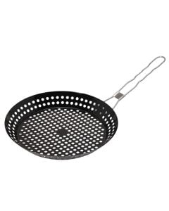 Chestnut roasting barbecue pan, BBQ, stainless steel, Ø33x30.5x5.5 cm, black and silver, 1 piece