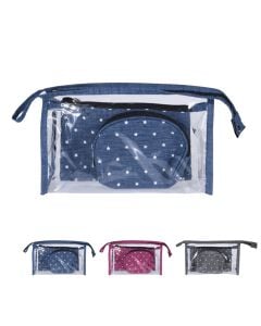 Set with cosmetic bags, polyester and polyvinyl, 24.5x16x7.5 cm, miscellaneous, 3 pieces
