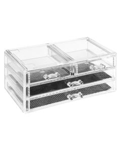 Cosmetic storage box, 5Five, polystyrene, 23.8x15.3x10.8 cm, transparent, 1 piece