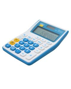 Electronic calculator, Deli, plastic, 11.5 cm, gray and blue, 1 piece