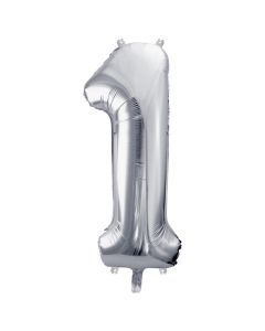 Foil balloon in the shape of number "1", nylon and refined aluminum, 86 cm, mixed, 1 piece