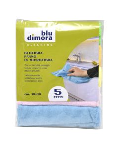 Microfiber cloth, BluDimona, polyester microfiber and polyamide, 30x30 cm, miscellaneous, 5 pieces, 1 pack