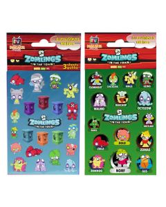 Stickers for kids, Zomlings, Diakakis, polyvinyl chloride (PVC), 12x8 cm, miscellaneous, 3 pieces