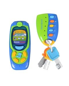 Interactive toy set for children, Keys and Phone, Kaichi, plastic, 21x23 cm, miscellaneous, 2 pieces