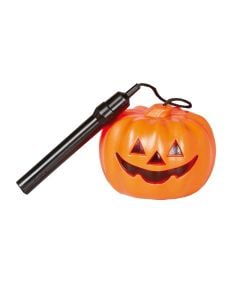 Pumpkin-shaped lantern, plastic, 10 cm, orange, 1 piece