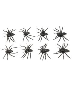 Set of black decorative spiders, PVC, 6 cm, black, 8 pieces