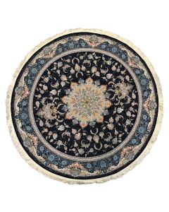 Persian round carpet, 100% acrylic, dark blue with different colors, Dia. 200 cm