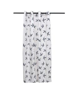 Curtains with swallow design, polyester, beige, 140 x 260 cm