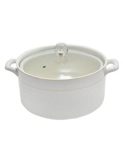 Soup pot with lid, ceramic, white, Dia17x20 cm