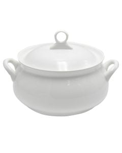 Soup pot with lid, ceramic, white, Dia17x29 cm