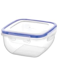 Storage container, with lid, Cook&Lock, PP/Silicone, clear/light blue, 15x15xH8 cm, 900 ml