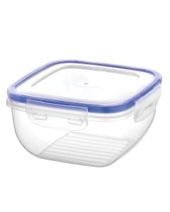 Hermetic square bowl with lid, PP, light colors, 20x20x10 cm / 2.4 Lt
