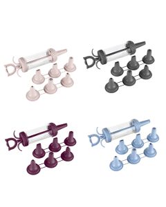 Filling cream syringe for cakes with 6 heads Millenium, PP, different colors, 13x23x4.5 cm
