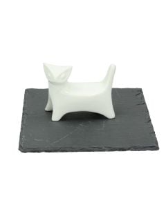 Cardboard holder, stone / porcelain, gray / white, 19x6 cm