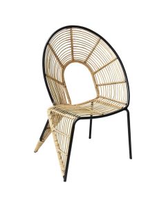 Iron chair, natural rattan+metalic, brown, 60x70xH90 cm