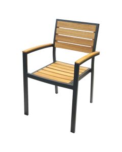 Armchair Next iroco, aluminum + iroko wood, gray and brown, 46x49xH86 cm