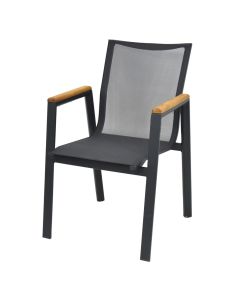 Armchair Poseidon, aluminum, iroko wood + textile, gray, 43x45xH86 cm