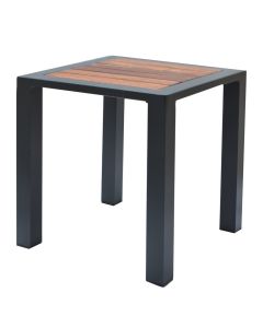 Beach table for sun beds, aluminum/iroco wood, anthrasite, 37x37xH40 cm