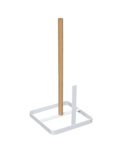 Tissue holder, metalic, white/natural, 15x15xH30 cm