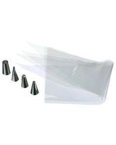 Filling cream cones for cakes with 4 heads, metal + PE, transparent, Dia. 17x37 cm