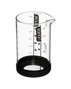 Measuring container, glass / silicone, transparent, Dia.8.5x14.5 cm / 0.6 Lt