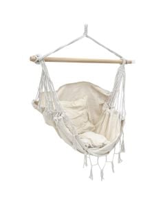 Swinging hanging chair, cotton + polyester, white, 100x130 cm