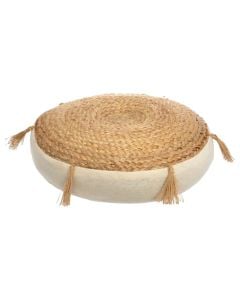 Floor cushion Ritual, beige, natural jute, Dia. 38xH8 cm