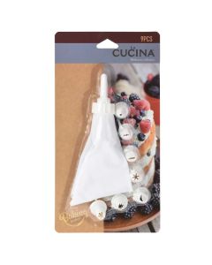 Filling cream cone for cakes with 8 heads, plastic, white, 28x16.5 cm