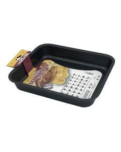 Square anti-stick baking pan, aluminum, black, 25x29xH4.5 cm