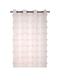 Pompinou full curtain with rings, polyester, pink, 140x260 cm