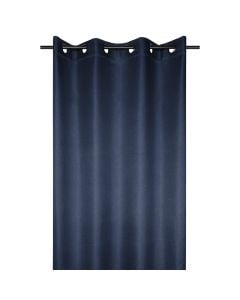 Copenhague full curtain with rings, polyester, blue, 140x260 cm