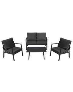 Set of 2 single seat + 1 mono seat + 1 table, aluminum, anthrasite, single 65x78xH85 cm / double 120.5x76xH85 cm / table 90x55H43.5 cm