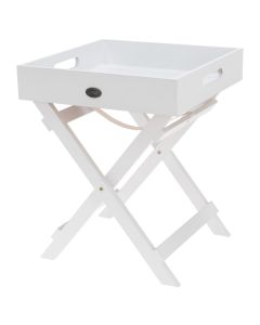 Serving tray, natural wood, White, 30x30x36 cm