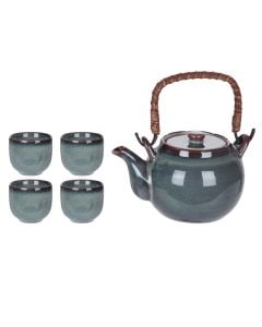 Tea serving set (PK 5), pottery, gray, 1 liter / 90 ml