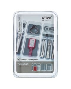 Shelf organizer, PET/TPE, gray + transparent, 23.2x16x4.5 cm