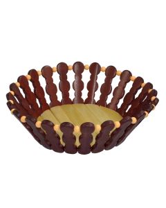 Round Basket, Size: 19 cm, Color: Natural/Brown, Material: Bamboo