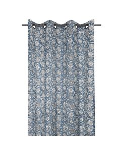 Perde e plotë me unaza Julianne, pambuk, blu, 140x260 cm