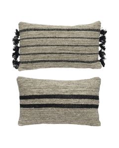 Decorative pillow, cotton, beige with strips, 30x50 cm