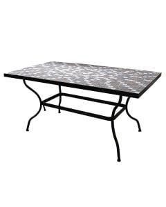 Mosaic rectangular table, metal / ceramic, different colors, 160x90xH75 cm