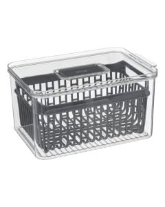 Fridge organizer, PET, gray, 12x24xH15.5 cm