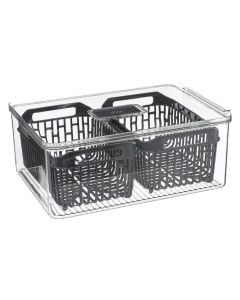 Fridge organizer, PET, gray, 12x32xH22.5 cm