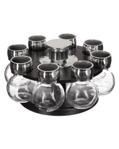 Spice jar holder (PC 8), glass/ABS plastic, black, Dia.22xH12.5