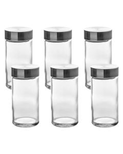 Set of spice jars (PC 6), glass/stainless steel, transparent, Dia.4.5xH9.5 / 80ml
