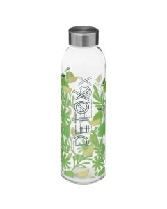Water bottle with airtight lid, glass/stainless steel, green, 6.5xH22.5 / 0.5L