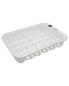 Refrigerator organizer for 24 eggs, plastic, white, 22x33x7 cm