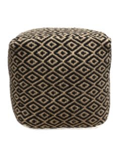 Puffe, 60% jute/40% cotton, black, 45x45xH40