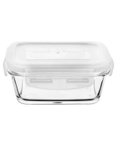 Hermatick food container, glass, transparent, 10x13xH5.3 cm / 400 cc